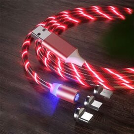 JPY  3 in 1 Magnetic Glowing USB Cable 1 m Lightning Cable with box packing 